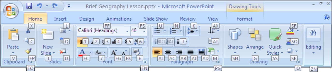 Figure 3-8: Press the Alt key to see KeyTips.